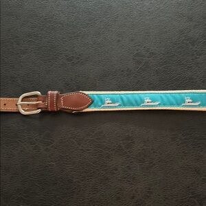 Men's Aqua Blue Leather Belt